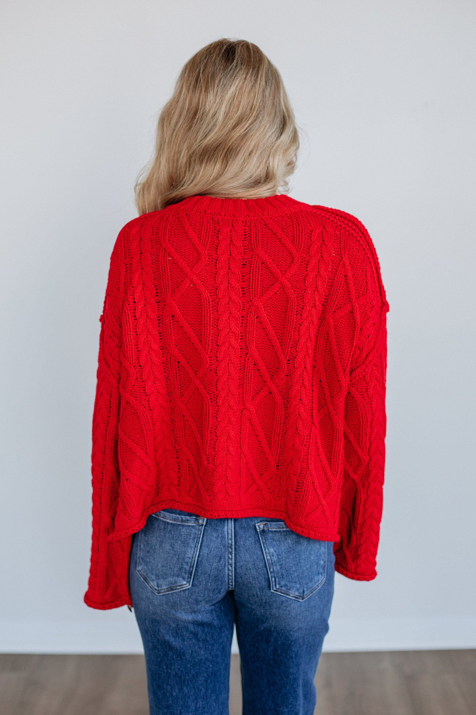 Anna Cable Knit Sweater - Ruby - Image 6