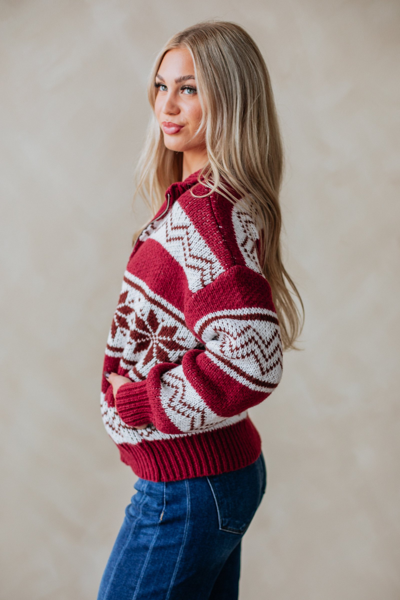 Ayrine Knit Jacket - Cranberry - Image 5